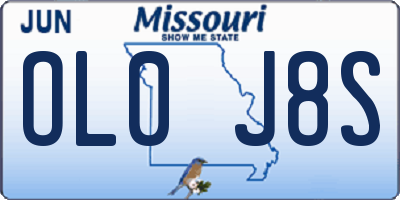 MO license plate OL0J8S