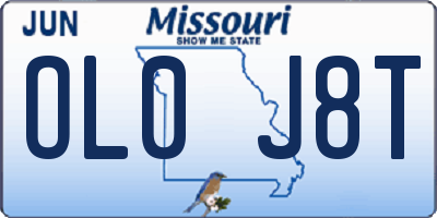 MO license plate OL0J8T