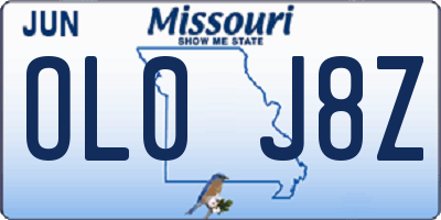 MO license plate OL0J8Z