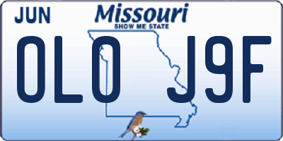 MO license plate OL0J9F