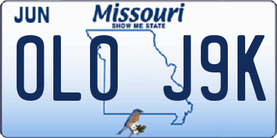 MO license plate OL0J9K