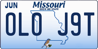 MO license plate OL0J9T