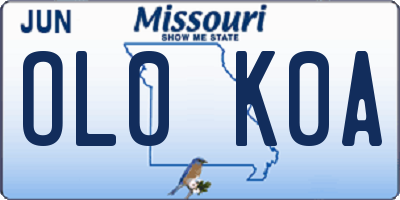 MO license plate OL0K0A