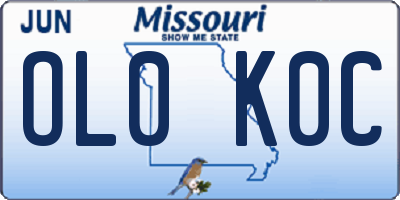 MO license plate OL0K0C