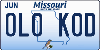 MO license plate OL0K0D