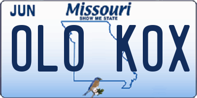 MO license plate OL0K0X