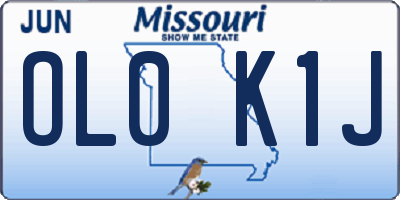 MO license plate OL0K1J