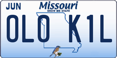 MO license plate OL0K1L