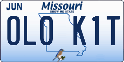 MO license plate OL0K1T