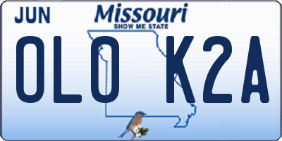 MO license plate OL0K2A