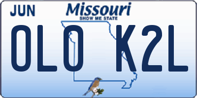 MO license plate OL0K2L