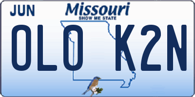 MO license plate OL0K2N