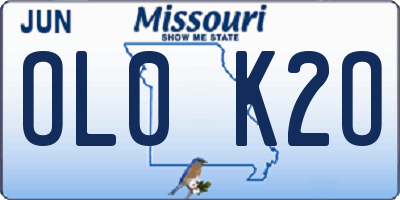 MO license plate OL0K2O