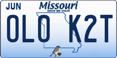 MO license plate OL0K2T