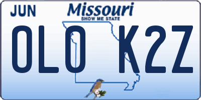 MO license plate OL0K2Z