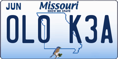 MO license plate OL0K3A