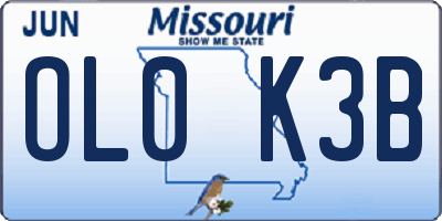 MO license plate OL0K3B