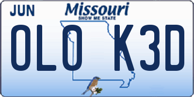 MO license plate OL0K3D