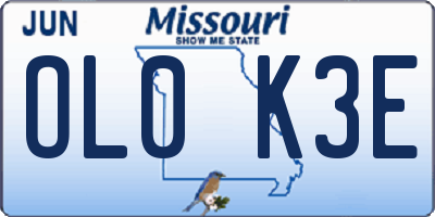 MO license plate OL0K3E
