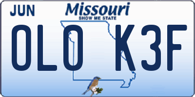 MO license plate OL0K3F