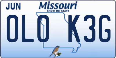 MO license plate OL0K3G