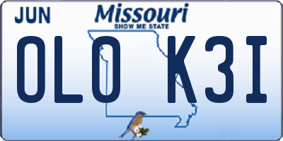MO license plate OL0K3I