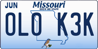 MO license plate OL0K3K