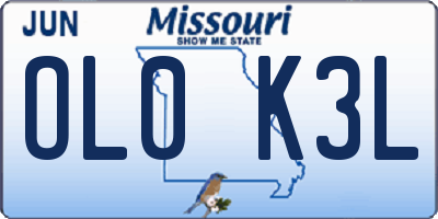 MO license plate OL0K3L