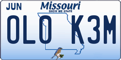 MO license plate OL0K3M