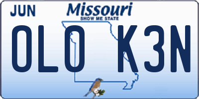 MO license plate OL0K3N