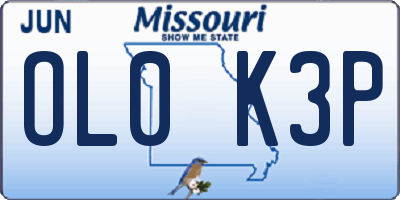 MO license plate OL0K3P