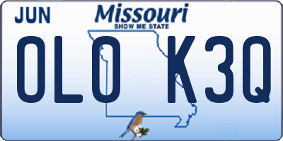 MO license plate OL0K3Q