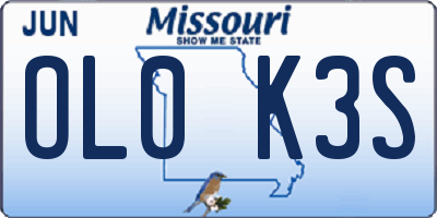 MO license plate OL0K3S