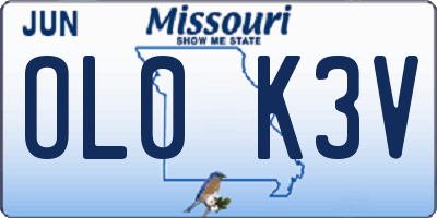 MO license plate OL0K3V