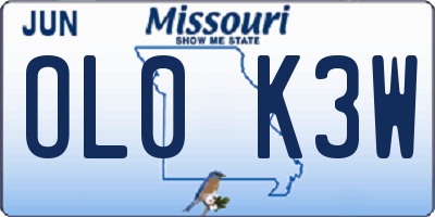MO license plate OL0K3W