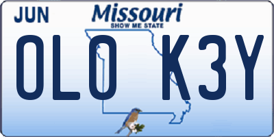 MO license plate OL0K3Y