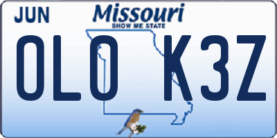 MO license plate OL0K3Z