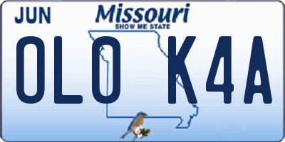 MO license plate OL0K4A