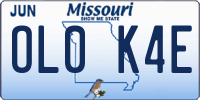 MO license plate OL0K4E