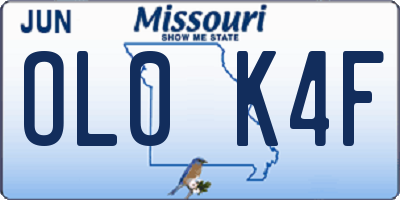 MO license plate OL0K4F