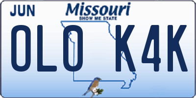 MO license plate OL0K4K