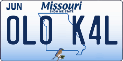 MO license plate OL0K4L
