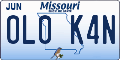 MO license plate OL0K4N