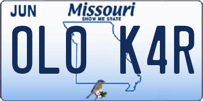 MO license plate OL0K4R