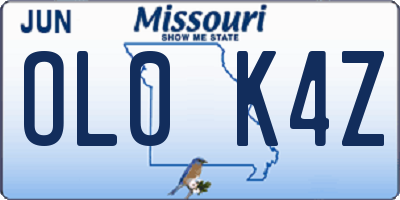 MO license plate OL0K4Z