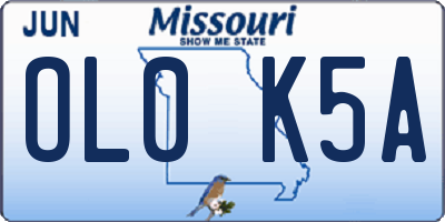 MO license plate OL0K5A