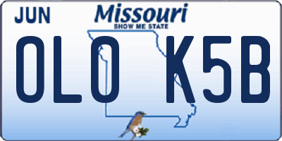 MO license plate OL0K5B