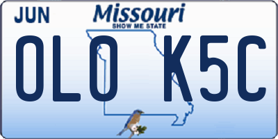 MO license plate OL0K5C