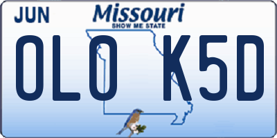 MO license plate OL0K5D