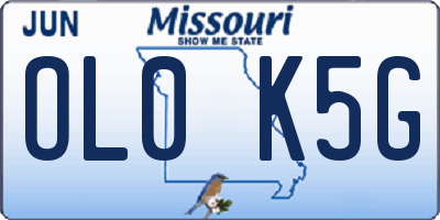 MO license plate OL0K5G